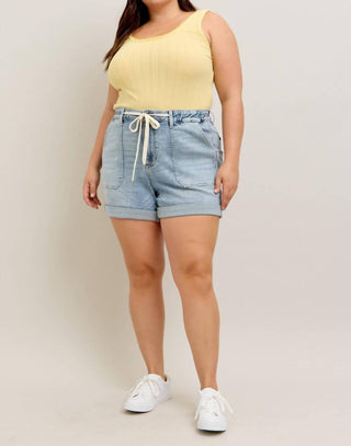 Judy Blue - Shorts jeans jogger de cintura alta com punho