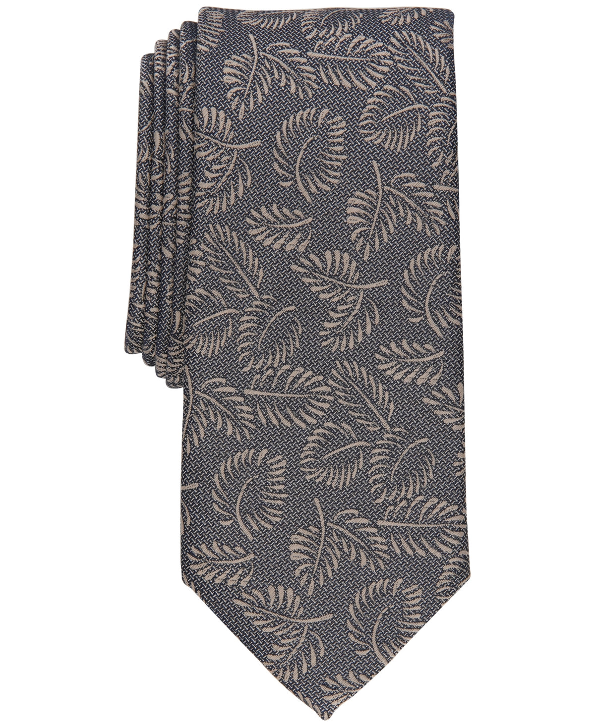 Alfani Men's Breton Leaf Print Necktie - Tan