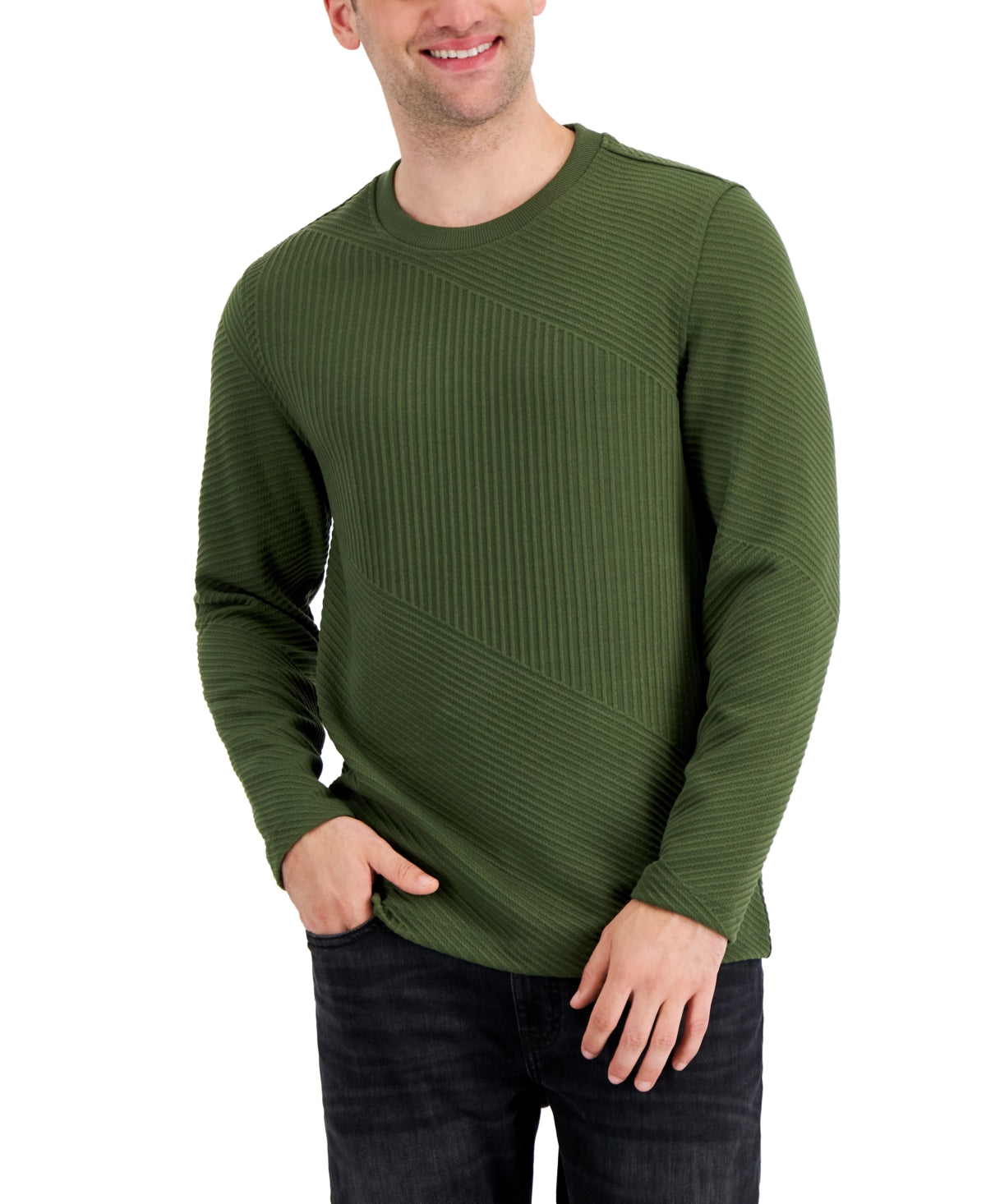 alfani-mens-directional-ribbed-sweater-green