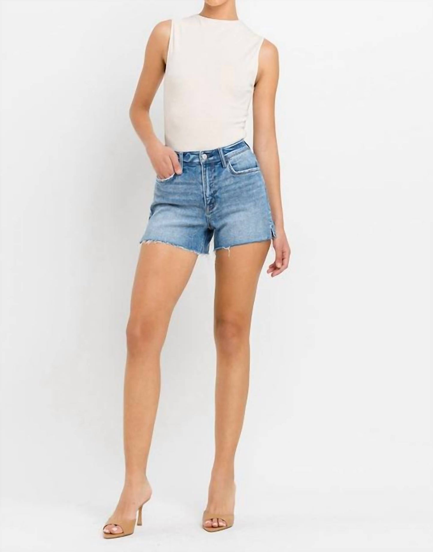Vervet By Flying Monkey - High Rise Side Slit A Line Shorts
