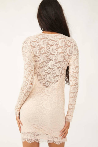 Free People - Vestido curto de renda perolada