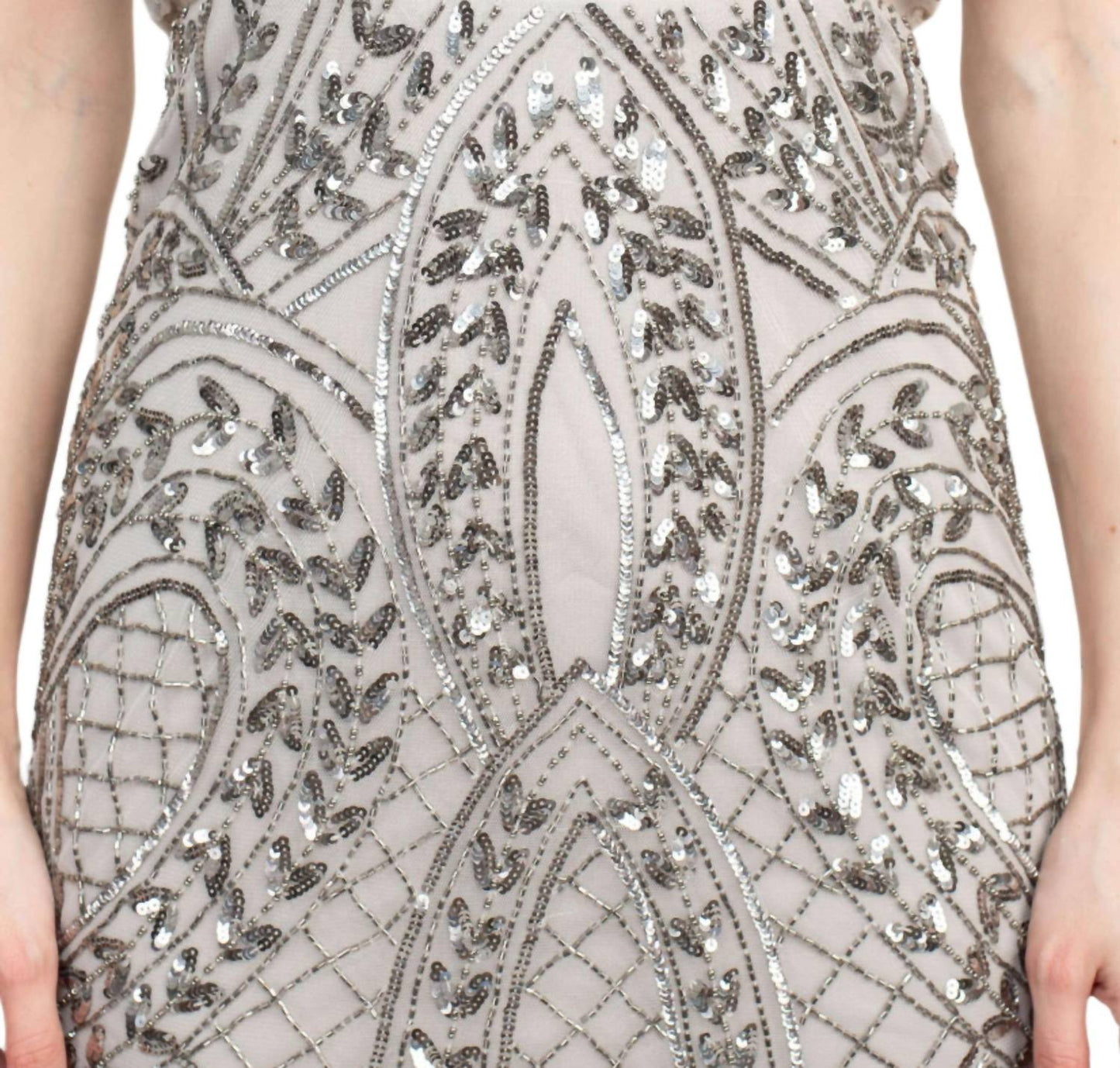 Adrianna Papell - Sleeveless Embellished Zipper Back Mesh Dress