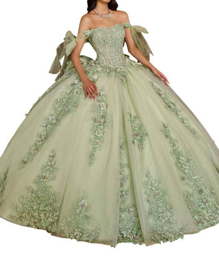 Rachel Allan - Applique Sheer Corset Quinceanera Dress