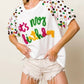 Trendsi - BiBi Metallic Letter Spangle Raglan Puff Sleeve Top
