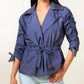 Elena Wang - Ruched Sleeves Drawstring Jacket