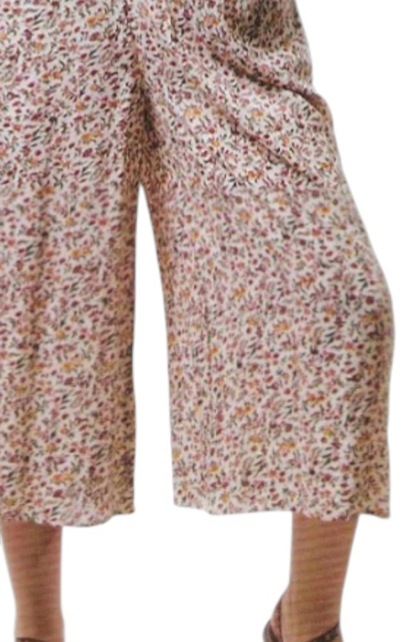 En/Kay - Floral Sleeveless Crop Linen Jumpsuit