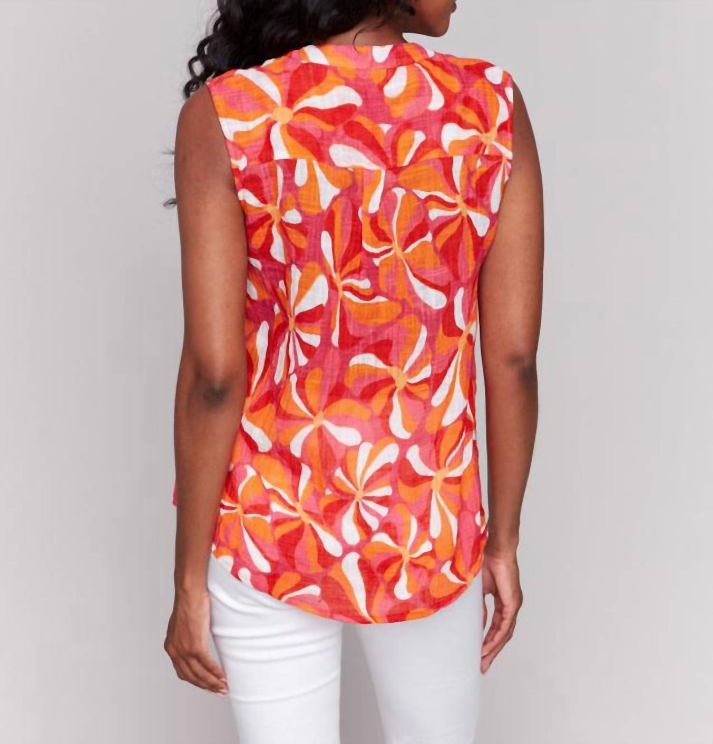 Charlie B - Printed Cotton Gauze Sleeveless Shirt