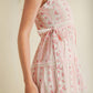 &Merci - Ivory Floral Side Bow Coquette Midi Dress
