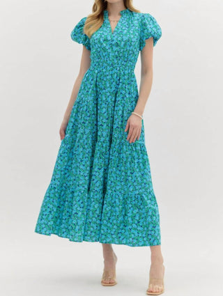 Entro - Floral puff sleeves Maxi Dress