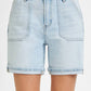 Risen - Light Curvy High Rise Patch Pocket Cuffed Relaxed Shorts