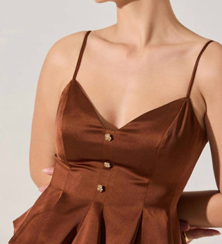 Astr - Paislee Satin Pleated Peplum Top