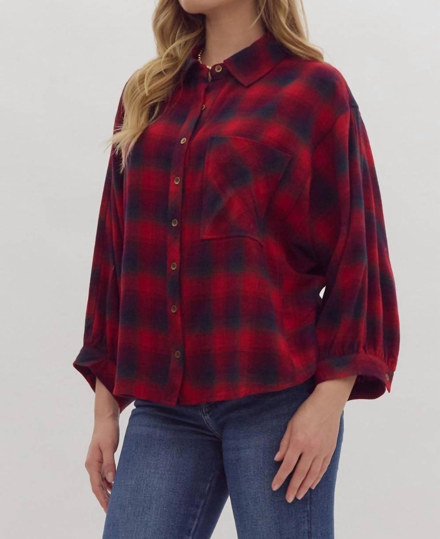 Entro - Plaid Button Up Top