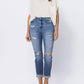 Judy Blue - High Waist Cuffed Distressed Boyfriend Jeans