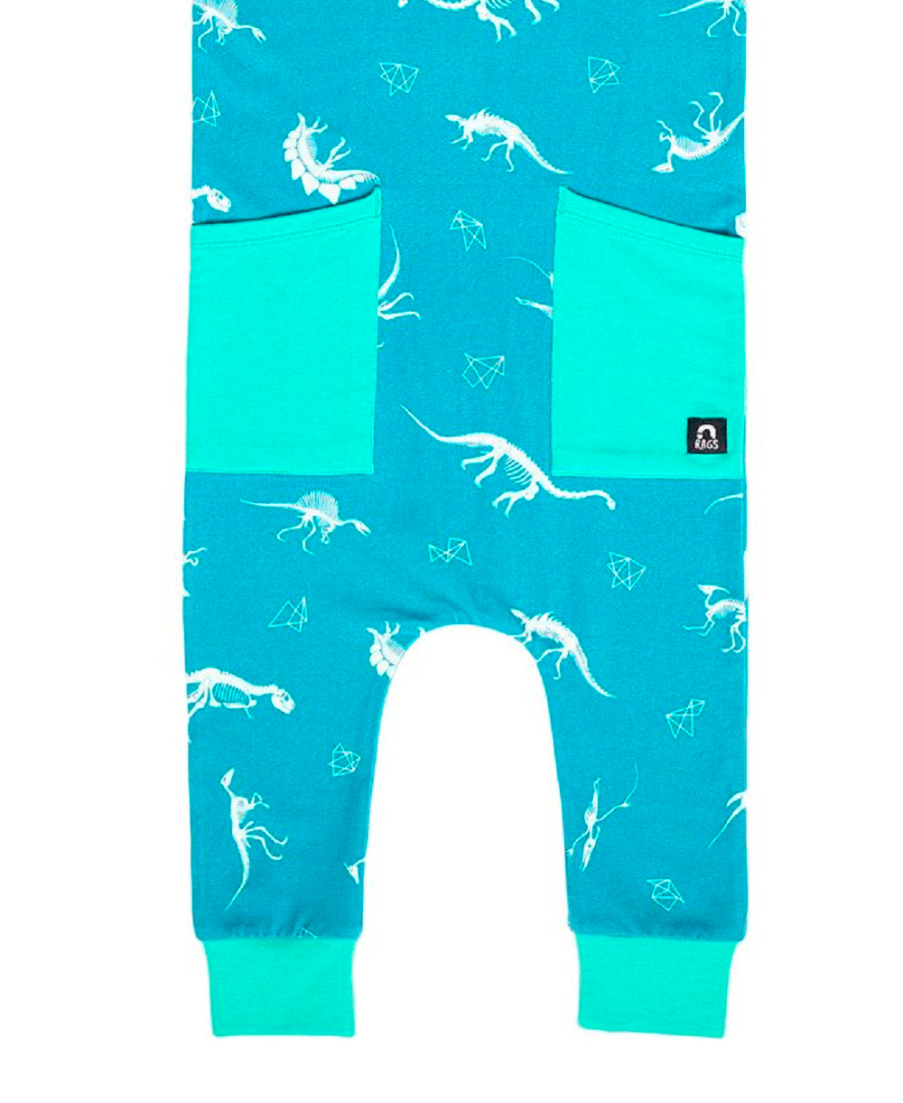 Macacão infantil de manga curta com bolso na cintura RAGS Apparel azul tamanho 12-18M