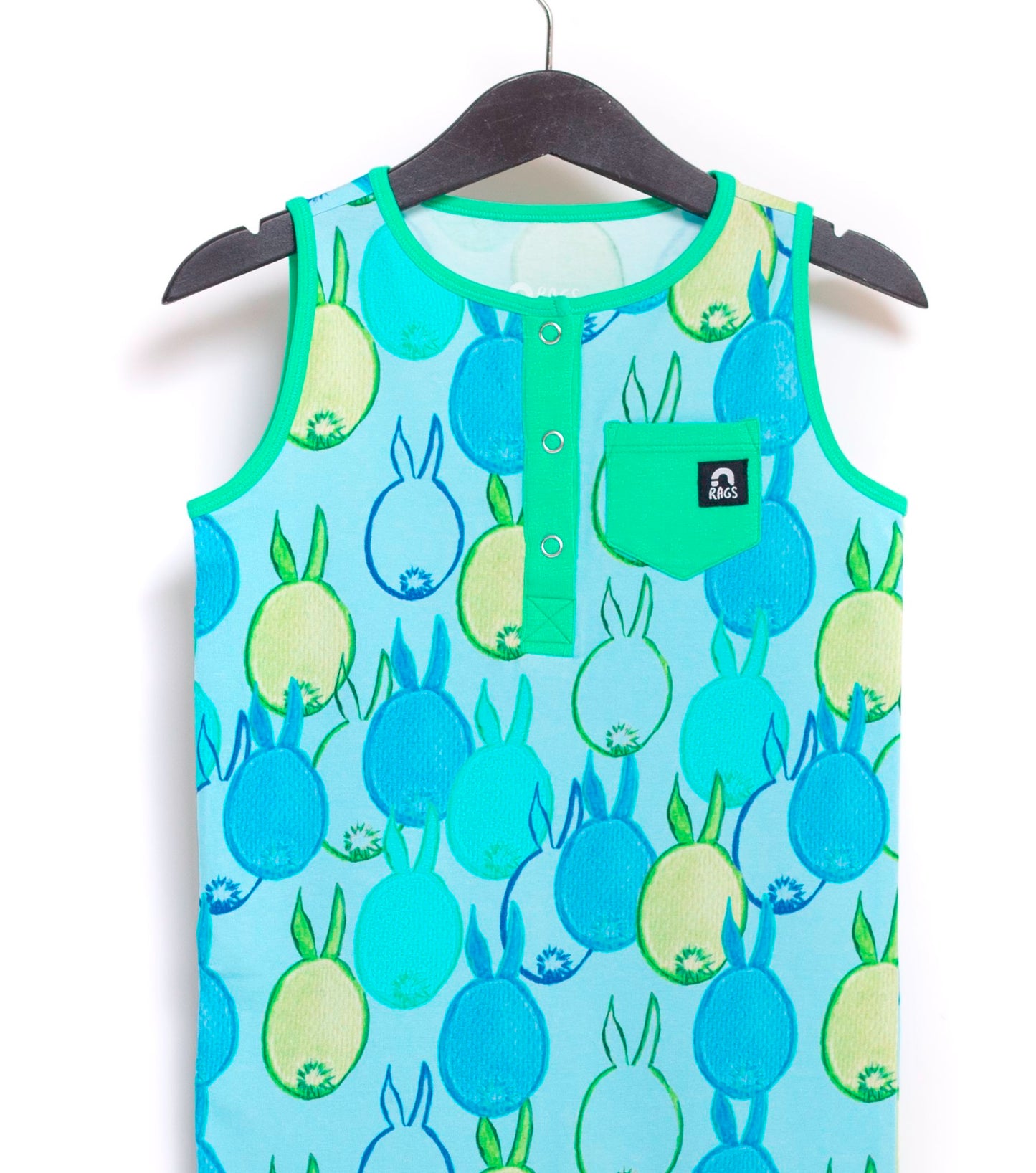 Macacão infantil RAGS Apparel com bolso Capri Henley Rag, azul, tamanho 2T