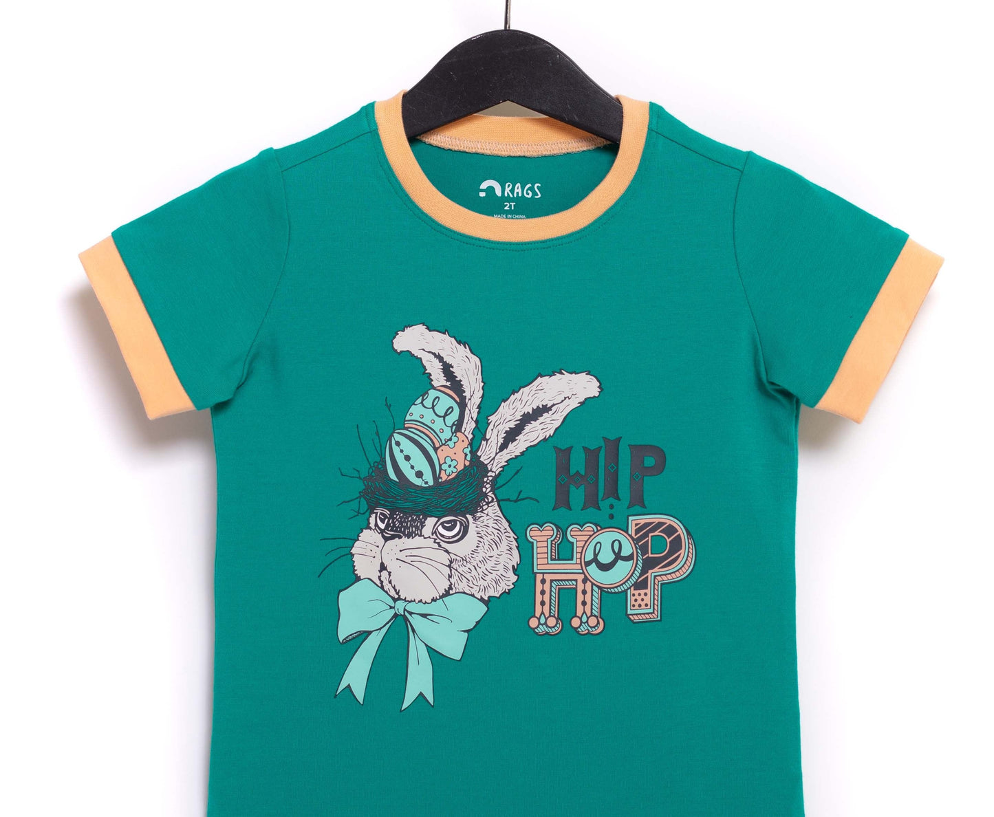 Camiseta infantil de manga curta com estampa de anel RAGS Apparel, verde, tamanho 2T