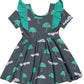 Vestido infantil com babados e manga curta RAGS Apparel, verde, tamanho 2T