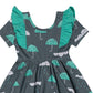Vestido infantil com babados e manga curta RAGS Apparel, verde, tamanho 2T