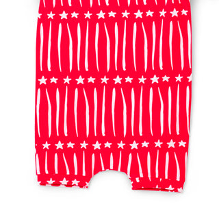 Macacão infantil Rag manga curta com bolso curto RAGS Apparel vermelho tamanho 2T