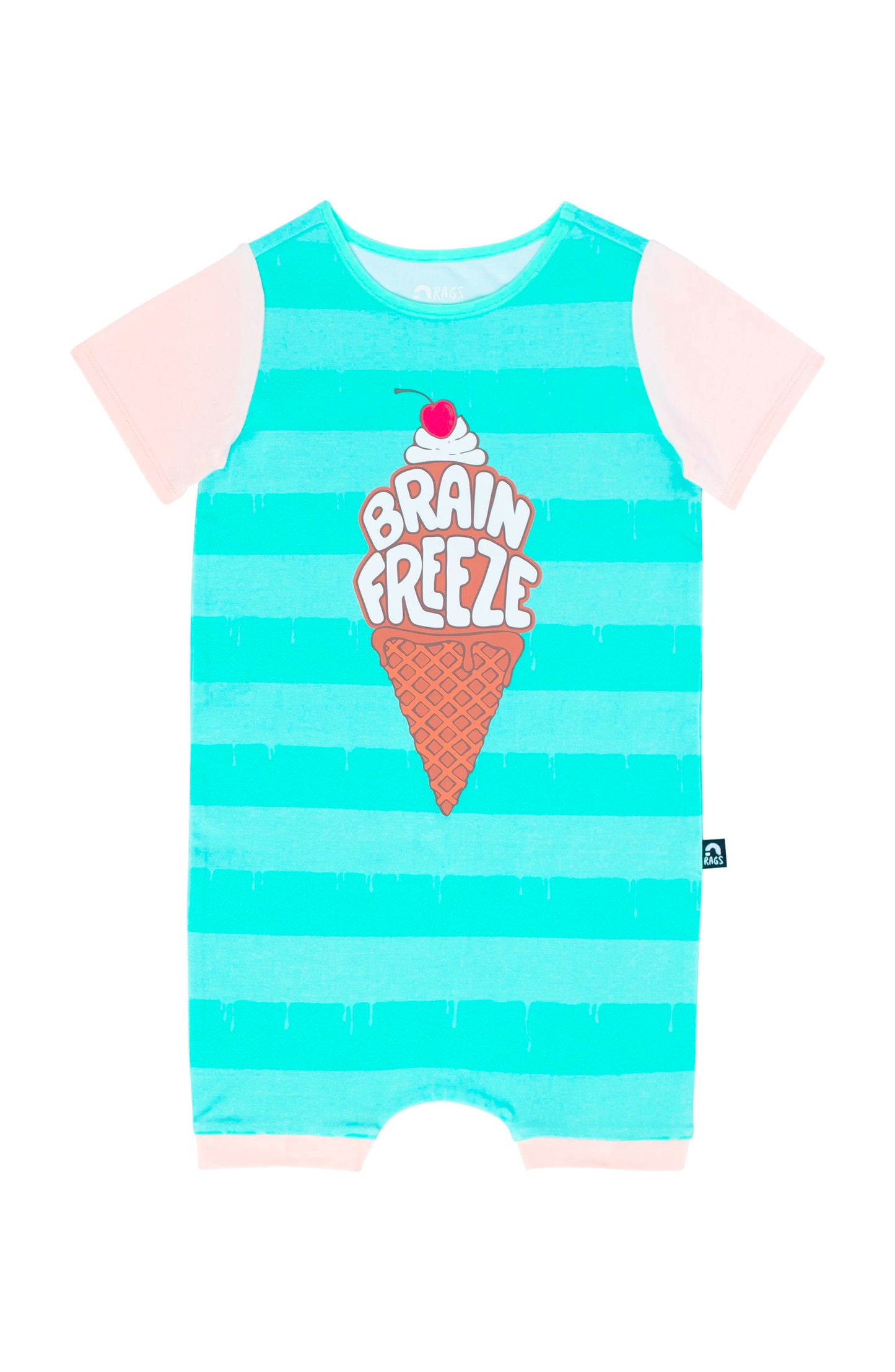 Macacão infantil de manga curta Rag da RAGS Apparel, azul, tamanho 12-18M