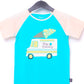 Macacão curto infantil RAGS Apparel manga raglan azul tamanho 2T