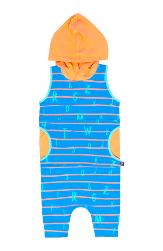 Macacão infantil com capuz e bolso peek da RAGS Apparel, azul, tamanho 12-18 meses