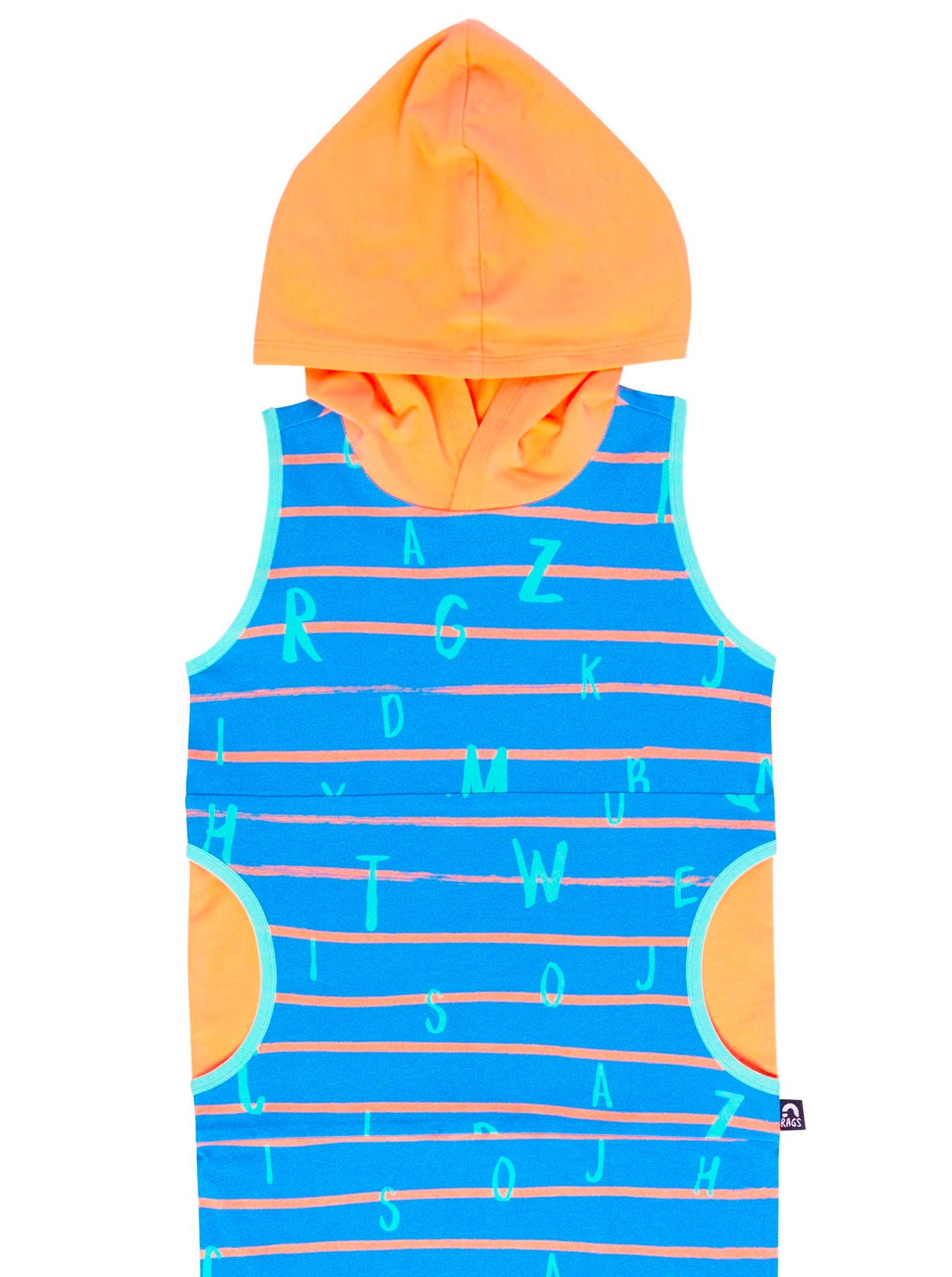 Macacão infantil com capuz e bolso peek da RAGS Apparel, azul, tamanho 12-18 meses
