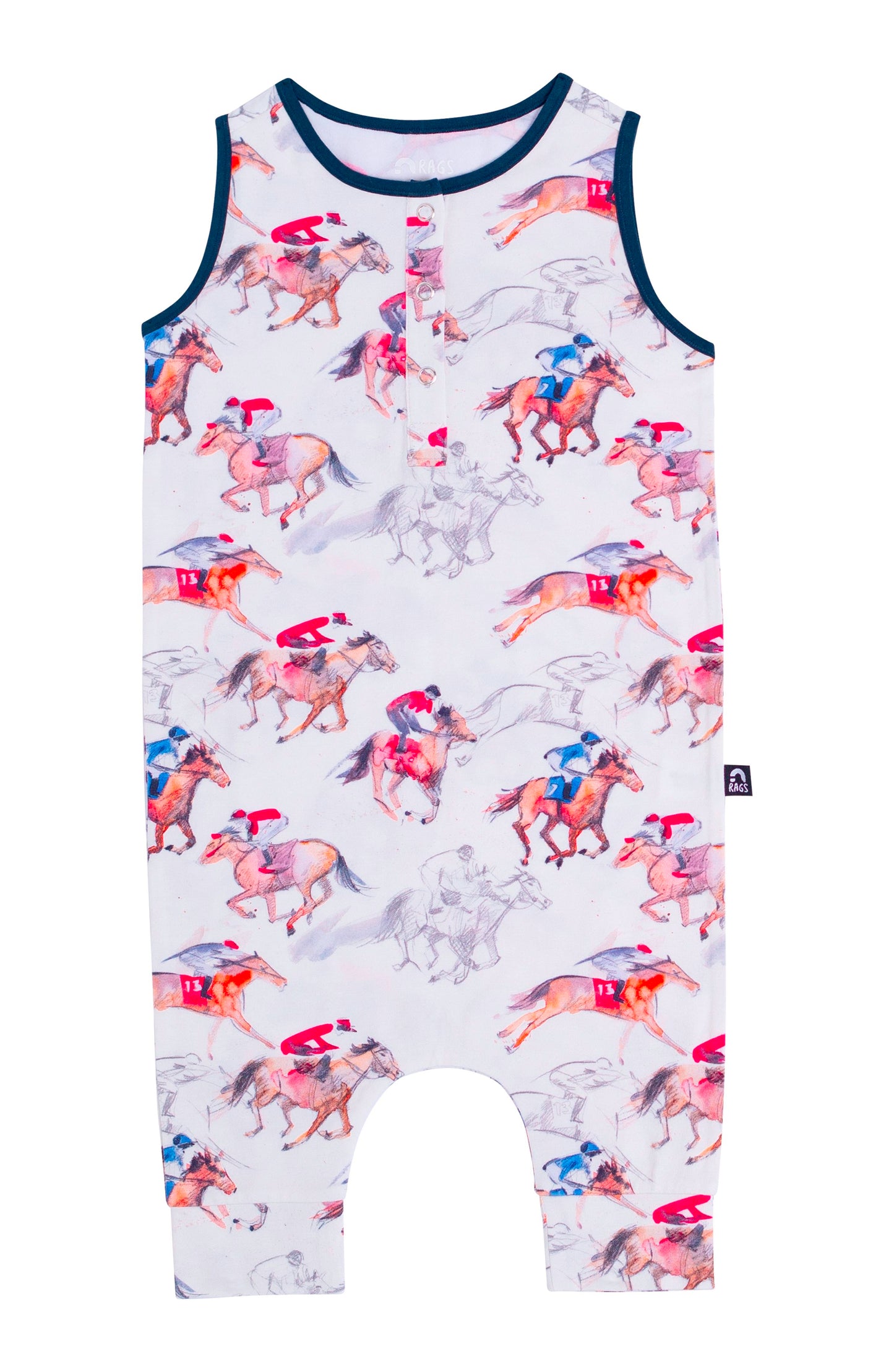 Macacão infantil RAGS Apparel Henley Capri Rag, branco, tamanho 12-18 meses