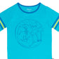 Macacão infantil RAGS Apparel Essentials retrô manga curta azul tamanho 6-12M