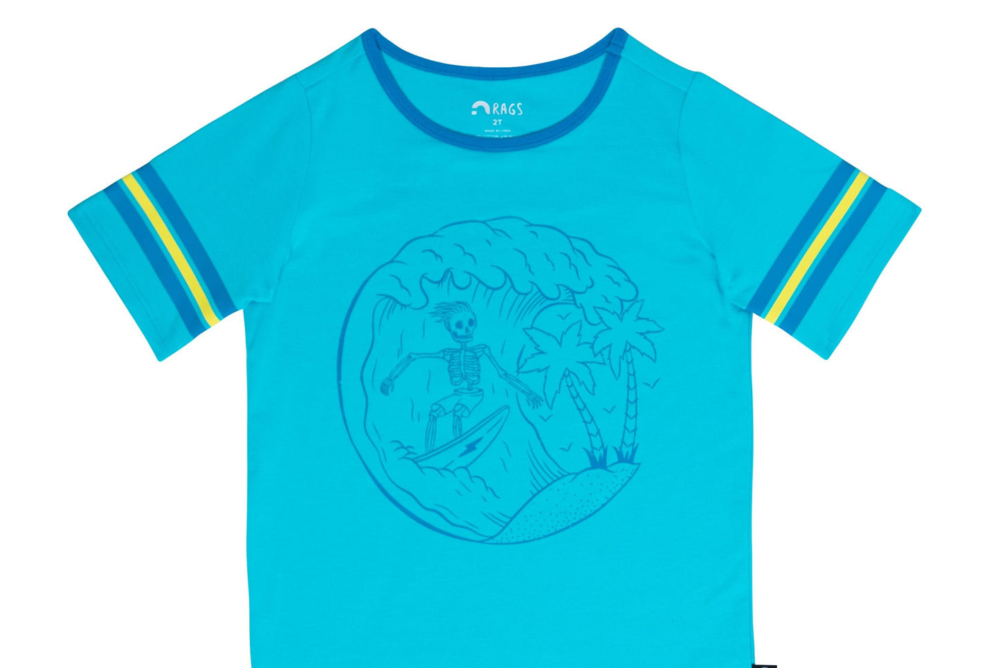 Macacão infantil RAGS Apparel Essentials retrô manga curta azul tamanho 6-12M