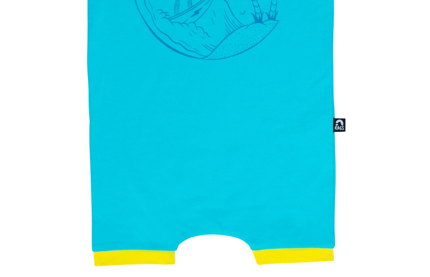 Macacão infantil RAGS Apparel Essentials retrô manga curta azul tamanho 6-12M