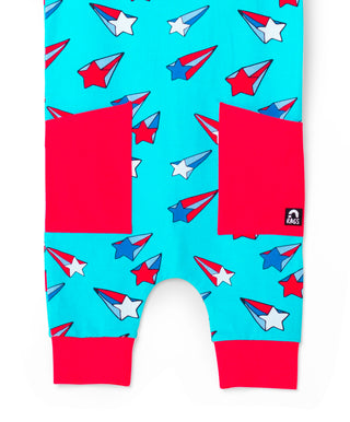 Macacão infantil RAGS Apparel com regata Henley Capri e bolso na cintura, azul, tamanho 2T