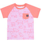 Camiseta infantil RAGS Apparel manga curta raglan com bolso arredondado rosa tamanho 2T