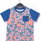 Camiseta infantil RAGS Apparel manga curta com bolso no peito e arredondada, rosa, tamanho 3 anos
