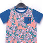 Camiseta infantil RAGS Apparel manga curta com bolso no peito e arredondada, rosa, tamanho 3 anos