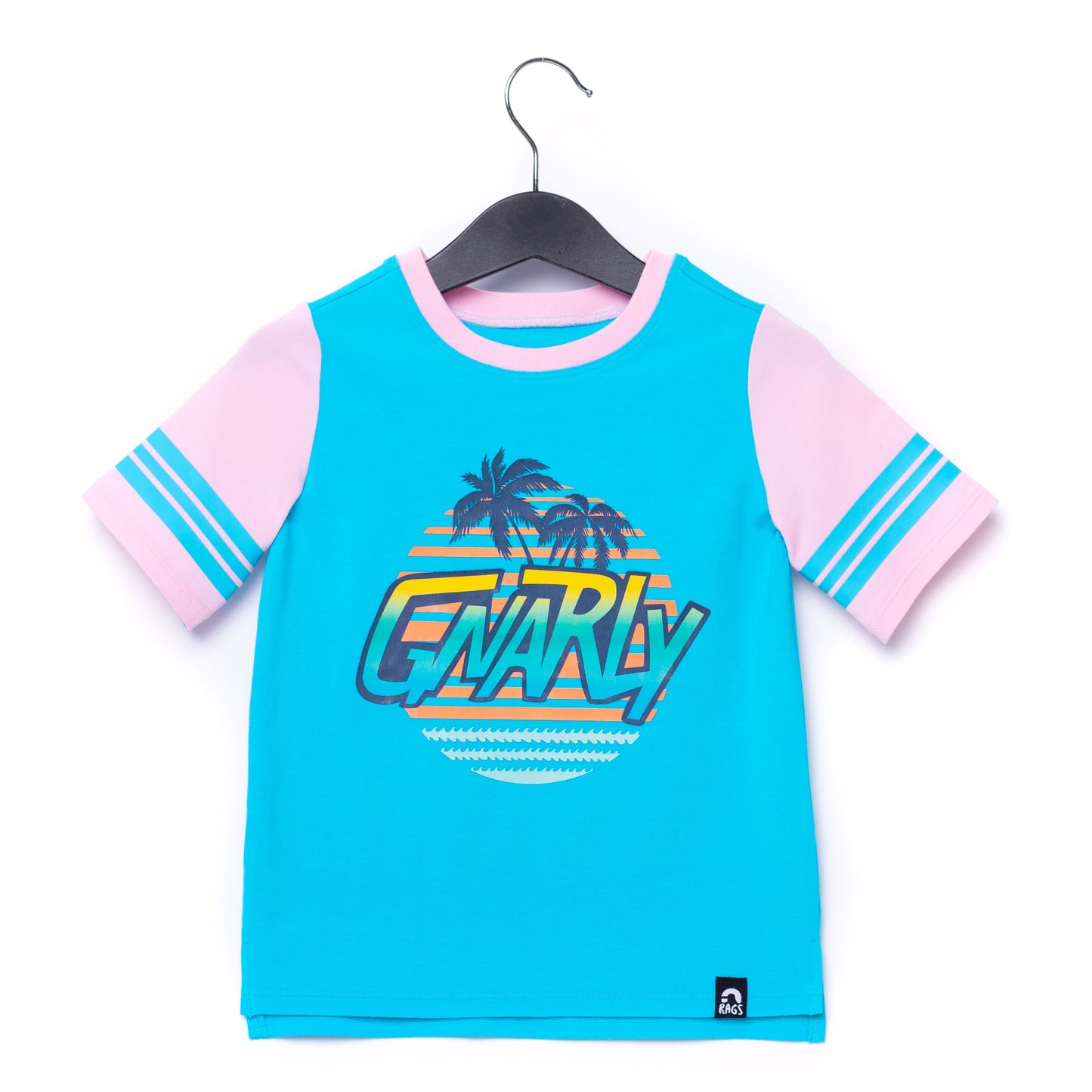 Camiseta infantil retrô RAGS Apparel azul tamanho 2T