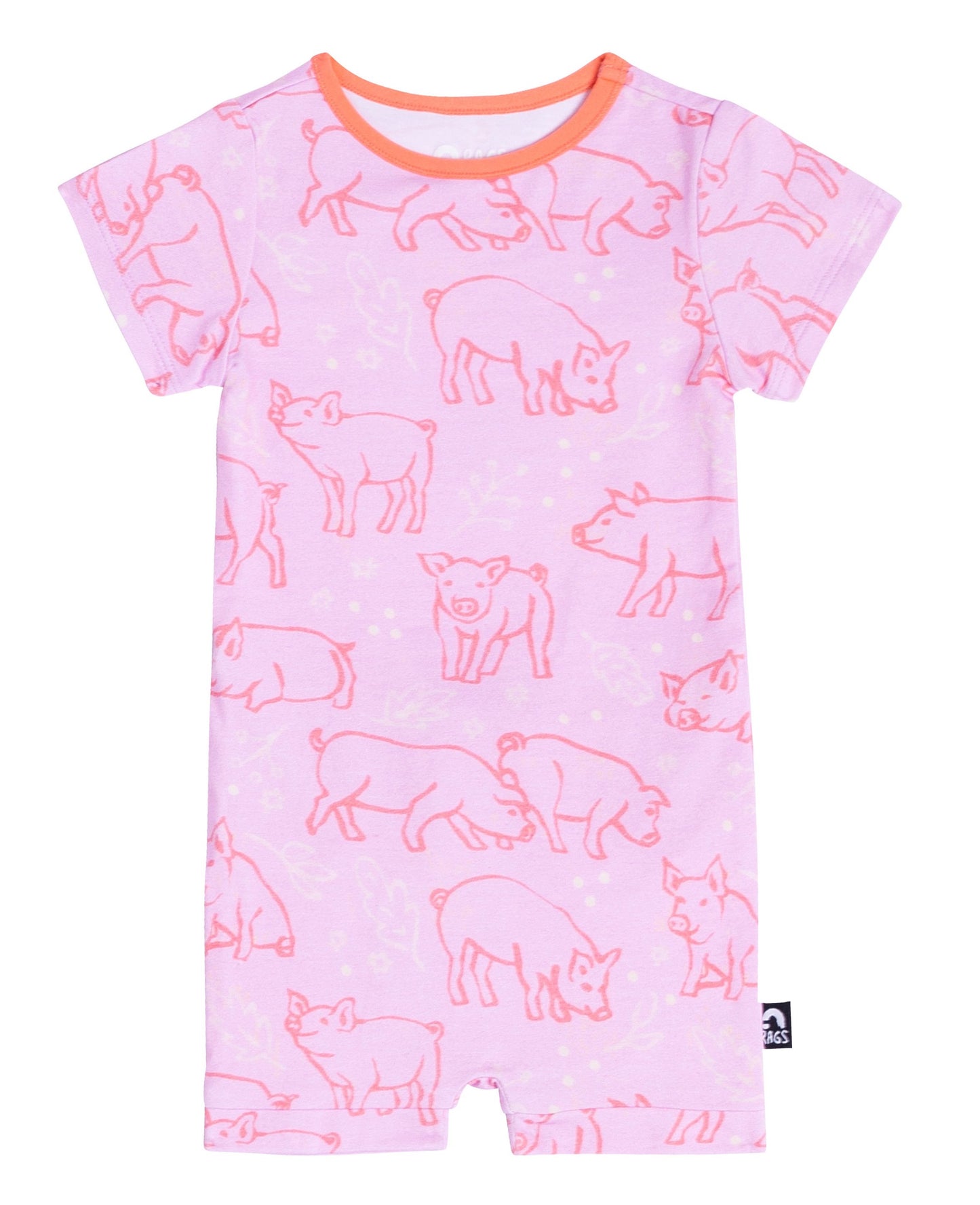 Macacão infantil de manga curta Rag da RAGS Apparel, rosa, tamanho 0-3 meses