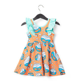 Vestido infantil com babados e alças largas RAGS Apparel, laranja, tamanho 2T