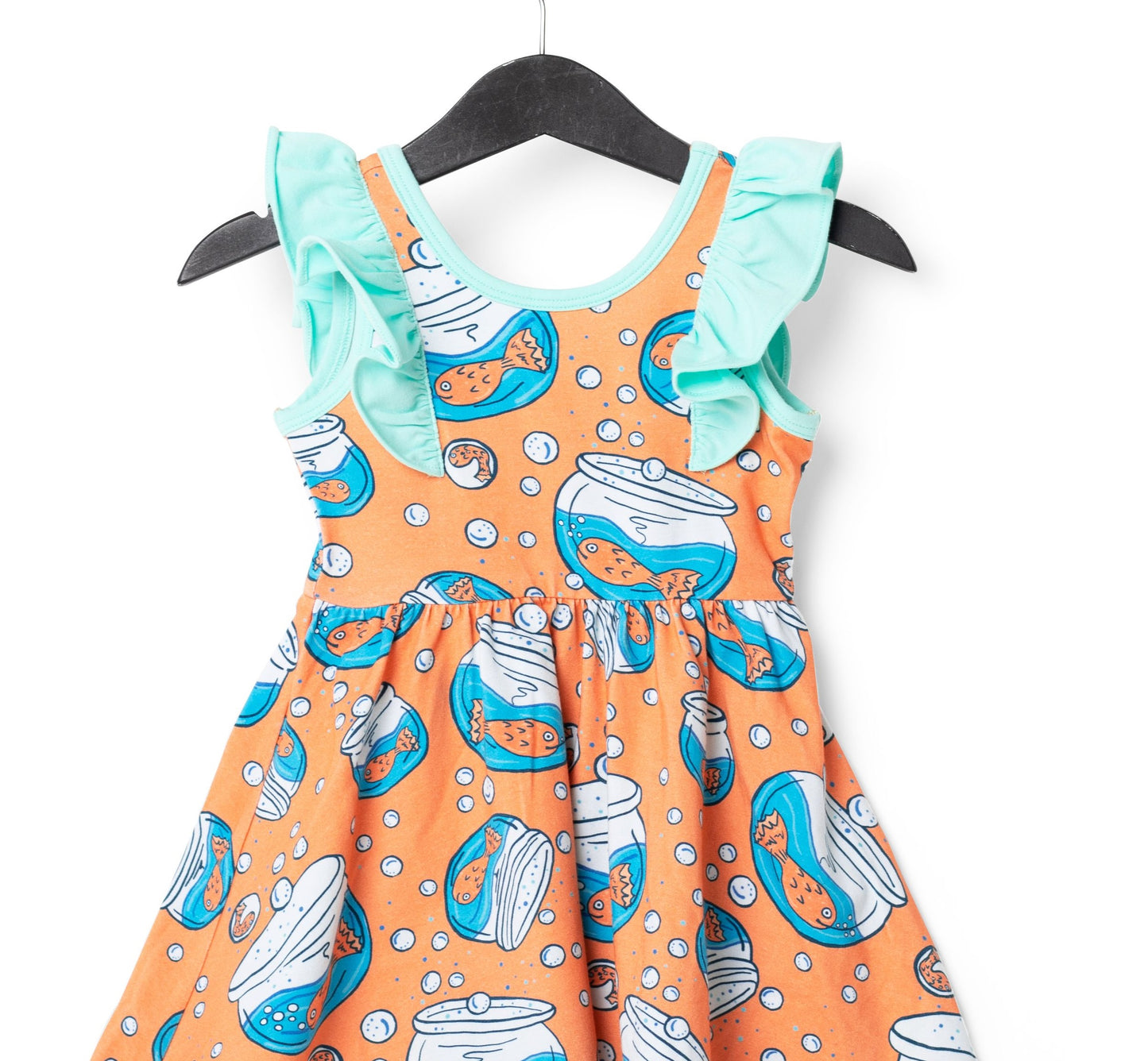 Vestido infantil com babados e alças largas RAGS Apparel, laranja, tamanho 2T