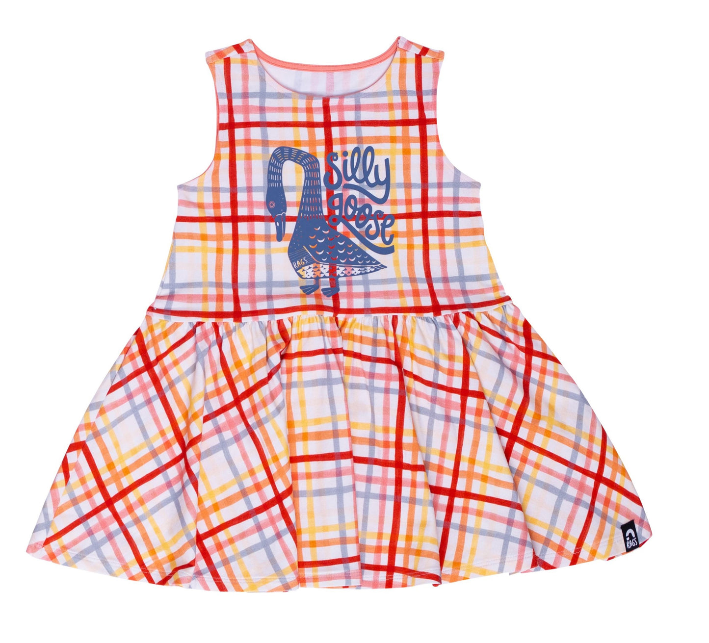 Vestido infantil sem mangas RAGS Apparel com cintura baixa, tamanho 2T, branco