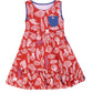 Vestido infantil RAGS Apparel com manga curta e bolso com botões, vermelho, tamanho 2T