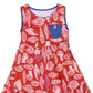 Vestido infantil RAGS Apparel com manga curta e bolso com botões, vermelho, tamanho 2T
