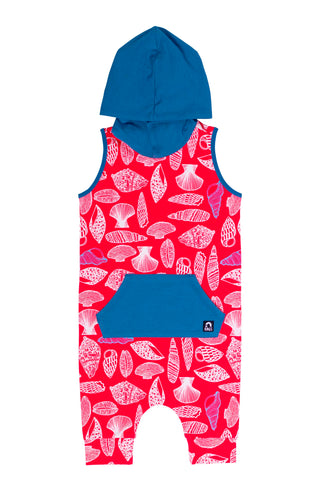 Macacão infantil RAGS Apparel com capuz e bolso canguru, estilo capri, vermelho, tamanho 18-24 meses