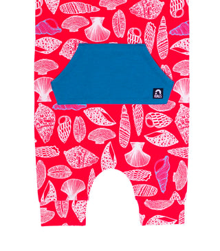 Macacão infantil RAGS Apparel com capuz e bolso canguru, estilo capri, vermelho, tamanho 18-24 meses