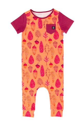 Macacão infantil de manga curta com bolso RAGS Apparel, laranja, tamanho 12-18M