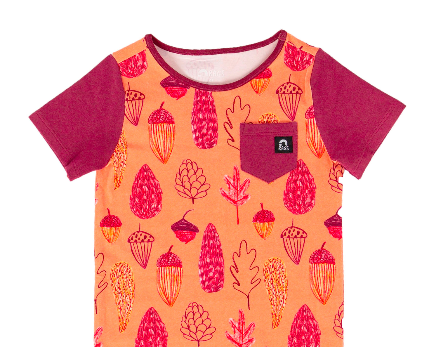 Macacão infantil de manga curta com bolso RAGS Apparel, laranja, tamanho 12-18M