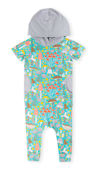 Macacão infantil RAGS Apparel de manga curta com capuz e bolso peek Rag, cinza, tamanho 2T