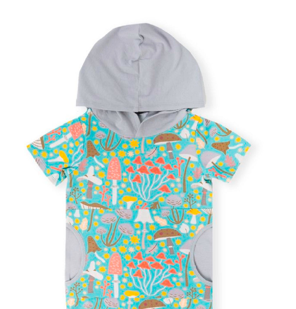Macacão infantil RAGS Apparel de manga curta com capuz e bolso peek Rag, cinza, tamanho 2T