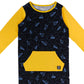 Macacão infantil de manga comprida com bolso canguru RAGS Apparel, preto, tamanho 2T