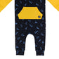 Macacão infantil de manga comprida com bolso canguru RAGS Apparel, preto, tamanho 2T